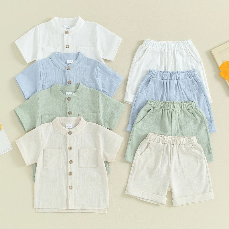 Solid Linen Button Up Sets