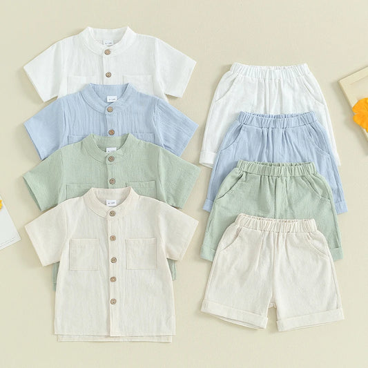 Solid Linen Button Up Sets