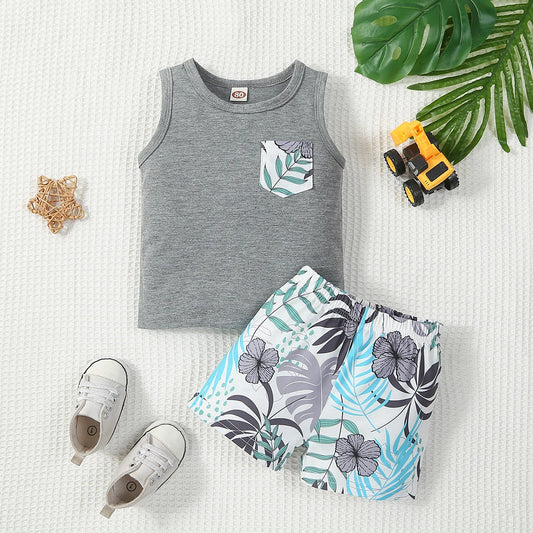 Tank & Printed beach shorts set
