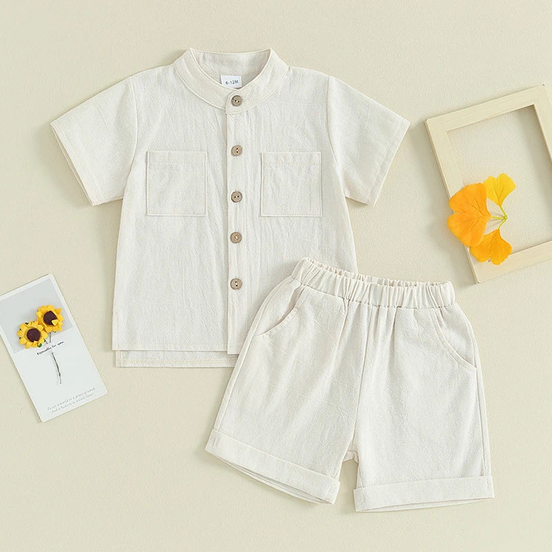 Solid Linen Button Up Sets