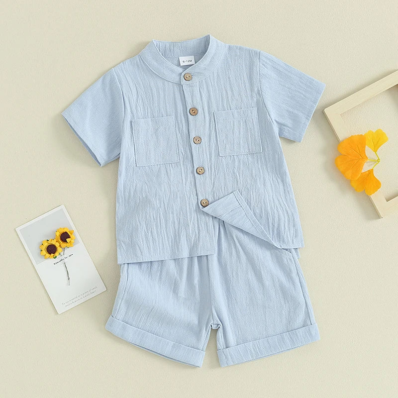 Solid Linen Button Up Sets